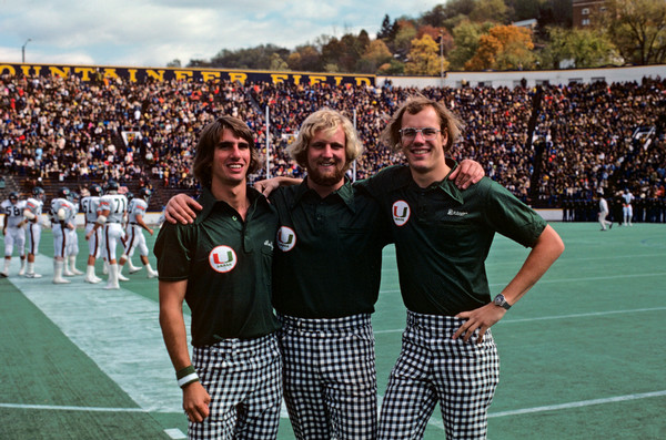 Drew Vella with his varsity cheerleader teammates in 1974–75