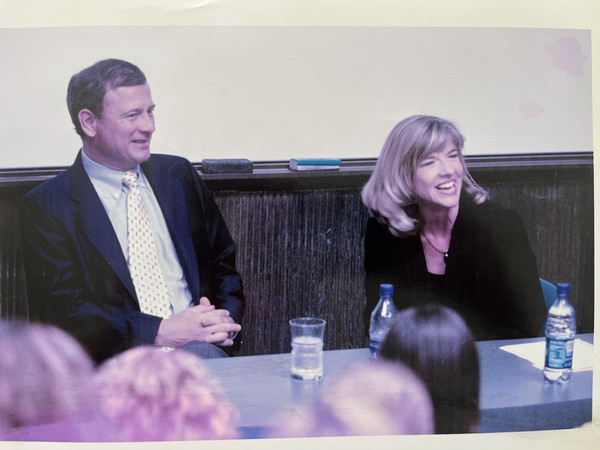 Chief Justice John Roberts and Robin F. Bachin at the Immigration, Race and Ethnicity in American History class in 2005